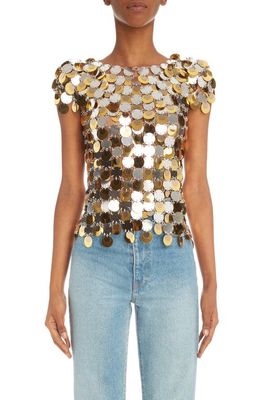paco rabanne Paillette Top in Silver/Gold