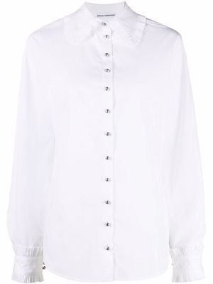 Paco Rabanne pointed-collar ruffled-trim shirt - White