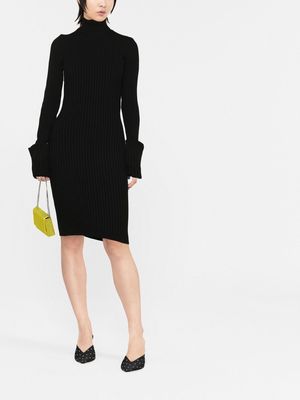 Paco Rabanne ribbed-knit roll-neck dress - Black