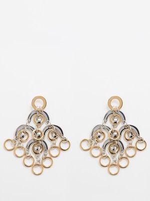 Paco Rabanne - Ring-embellished Chandelier Earrings - Womens - Gold/silver