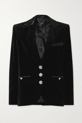 Paco Rabanne - Satin-trimmed Cotton-velvet Blazer - Black