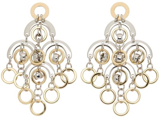 Paco Rabanne Silver & Gold Sphere Chandelier Earrings