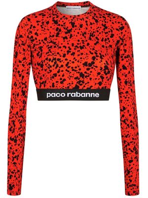 Paco Rabanne sports long-sleeve cropped top - Red