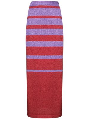 Paco Rabanne striped-pattern maxi skirt - Red