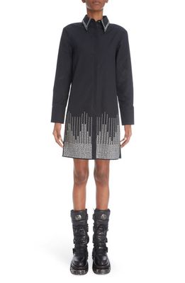 paco rabanne Studded Long Sleeve Cotton Shirtdress in Black