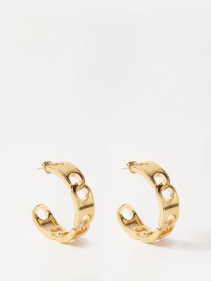 Paco Rabanne - Wave Chain Hoop Earrings - Womens - Yellow Gold