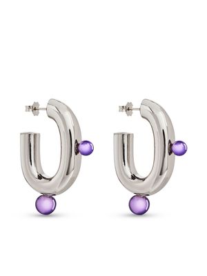Paco Rabanne XL pearl-embellished link earrings - Silver