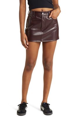 PacSun 5-Pocket Faux Leather Miniskirt in Brandi Brown