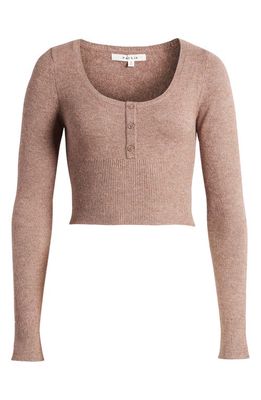 PacSun Aria Crop Henley Sweater in Antler
