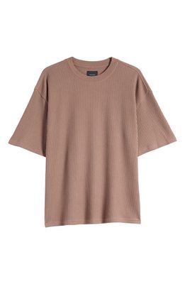 PacSun Boxy Waffle Knit T-Shirt in Deep Taupe