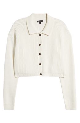 PacSun Collar Cotton Blend Crop Cardigan in Blanc De Blanc
