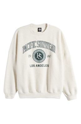 PacSun Collegiate Pac Cotton Blend Sweatshirt in Heather Oatmeal