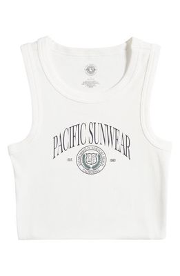 PacSun Crest Crop Stretch Cotton Rib Tank in Bright White