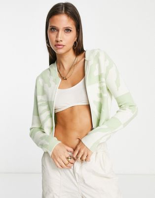 Pacsun cropped knitted hoodie in tie dye-Green