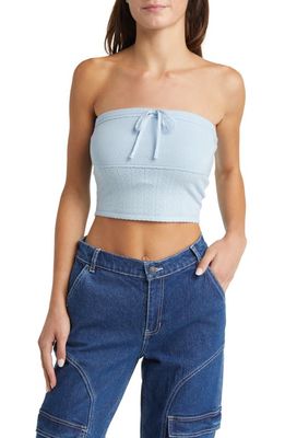 PacSun Emilie Crop Pointelle Rib Tube Top in Celestial Blue