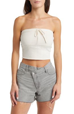 PacSun Emilie Crop Pointelle Rib Tube Top in White Sand