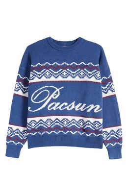 PacSun Fair Isle Crewneck Sweater in Blue