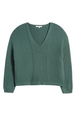 PacSun Feel the Breeze Mix Stitch Cotton V-Neck Sweater in Smoke Pine