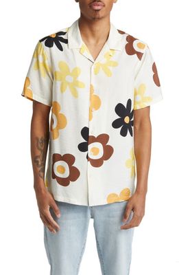 PacSun Floral Print Resort Button-Up Shirt in White