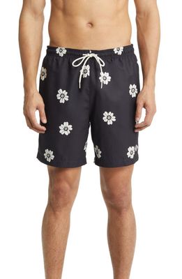 PacSun Floral Print Swim Trunks in Black Floral