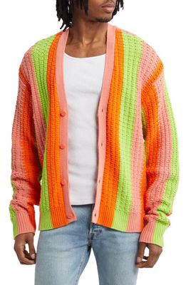 PacSun Freddy Sunrise Stripe Cotton Blend Cardigan in Orange Multi