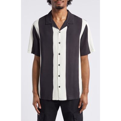 PacSun Henry Stripe Camp Shirt in Black/White 