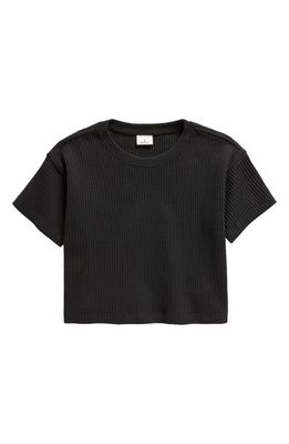 PacSun Kids' Boxy Waffle Knit T-Shirt in Washed Black