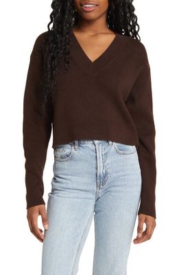 PacSun Maria V-Neck Sweater in Coffee Bean