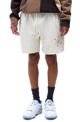 PacSun Men's Good Luck Cotton Blend Graphic Sweat Shorts in Cream