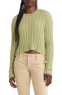 PacSun Montana Feather Chenille Crewneck Sweater in Sage