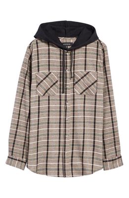 PacSun Opal Plaid Cotton Hooded Button-Up Shirt in Black/Brown
