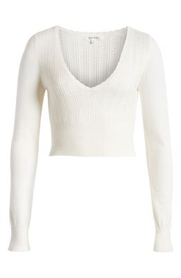PacSun Pointelle Stitch Crop Sweater in Blanc De Blanc