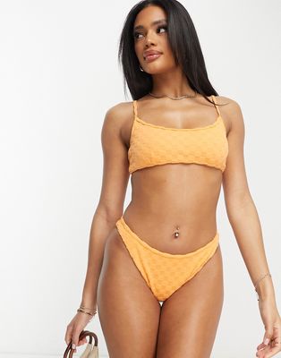 PacSun positano terry tank bikini top in orange - part of a set