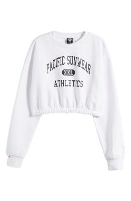PacSun PS Athletics Drawcord Hem Crop Sweatshirt in Bright White