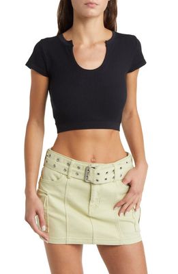 PacSun U-Neck Crop T-Shirt in Anthracite