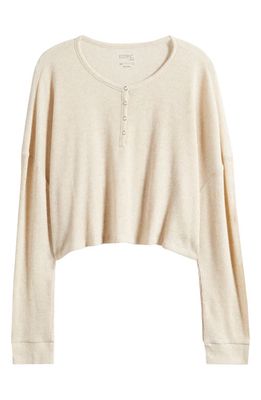 PacSun Waffle Knit Henley in Oatmeal Heather
