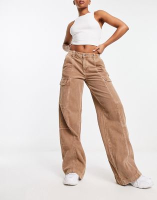 PacSun wide leg cargo pants in brown-Pink