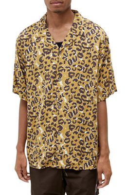 PacSun Wildcat Oversize Leopard Print Short Sleeve Button-Up Resort Shirt
