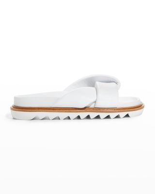 Padded Leather Flat Sporty Sandals