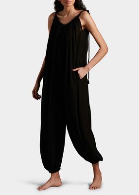 Paiche Wide Ankle Jumpsuit with Tassel Ties