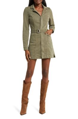 PAIGE Anessa Belted Long Sleeve Shirtdress in Vintage Green Forest