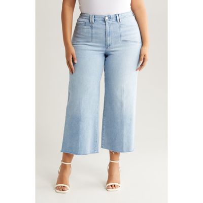 PAIGE Anessa Raw Hem Wide Leg Jeans in Shooting Star at Nordstrom, Size 34