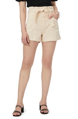 PAIGE Anessa Trapunto Belted Paperbag Waist Shorts in Blonde Sand