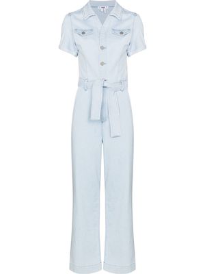 PAIGE Anissa tied-waist short-sleeve jumpsuit - Blue