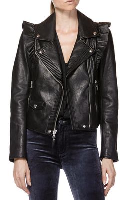 PAIGE Annika Leather Moto Jacket in Black