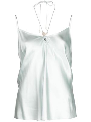 PAIGE Arina shell-embellished silk top - Green