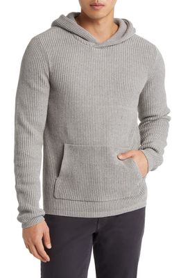 PAIGE Bowery Cotton Sweater Hoodie in Stone Fog