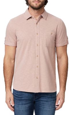 PAIGE Brayden Short Sleeve Cotton Jersey Button-Up Shirt in Twilight Haze