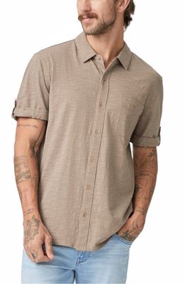 PAIGE Brayden Short Sleeve Cotton Knit Button-Up Shirt in Murky Mist
