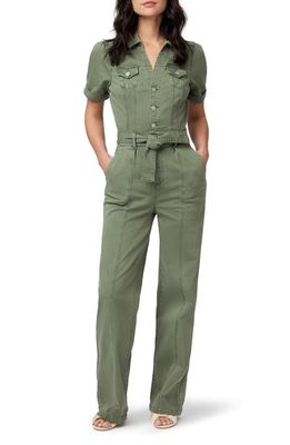 PAIGE Brooklyn Belted Jumpsuit in Vintage Ivy Green